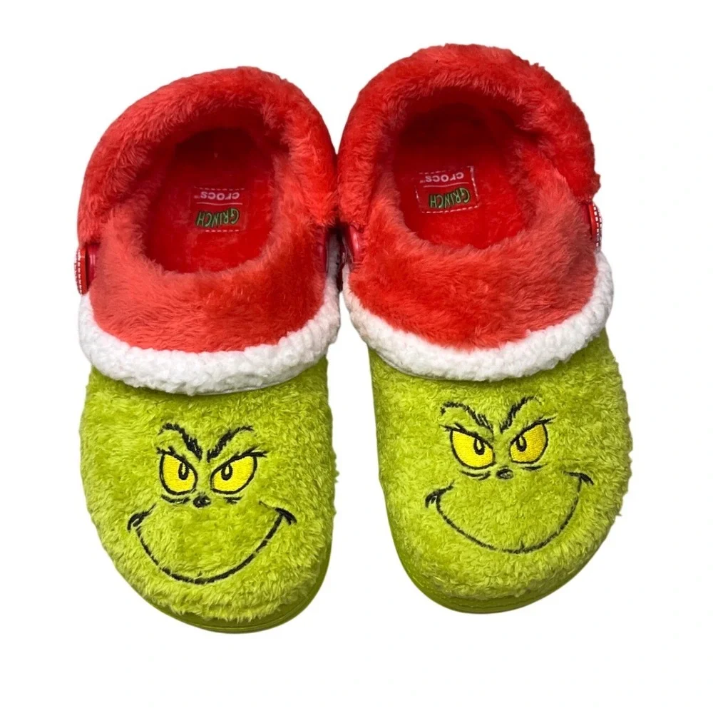 Crocs Kids Classic Lined Grinch Clog Green Red White J3 211689-90H